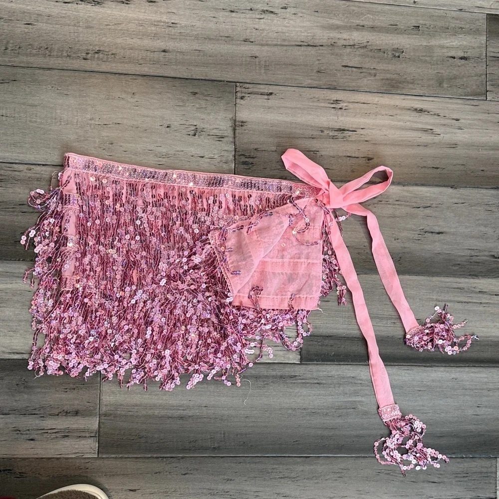 NWOT Pink Sequin Fringe Skirt